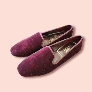 ZARA Burgundy Maroon Synthetic Velvet Velour Loafer Oxford Flats Size 37/6.5